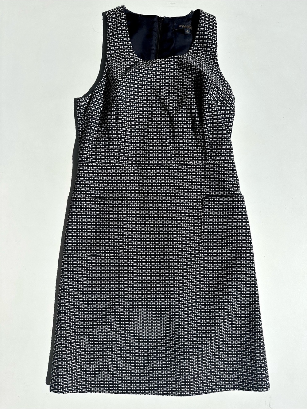 Brooks Brothers Sleeveless Cotton Jacquard Black & White Pattern Sheath Dress, 2